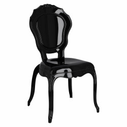Krzesło Czarne Queen, Połysk, Glamour, Bez Podłokietników