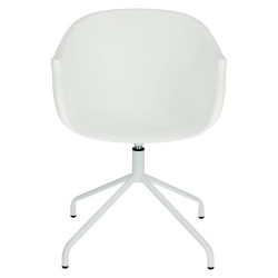 Krzesło Obrotowe Roundy, Białe, Biała Podstawa, Loftowe