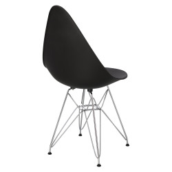 Krzesło Rush, Czarne, Chromowane Nogi, Inspirowane DSR