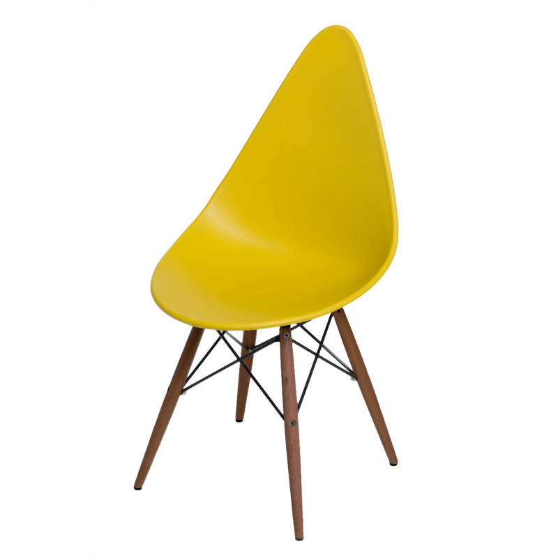 Krzesło Rush, Żółte, Drewniane i Ciemne Nogi, Inspirowane DSW