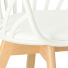 Krzesło Sirena, Białe, Ażurowe z Podłokietnikami, Skórzana i Miękka Poduszka, Drewniane Nogi
