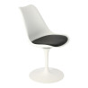 Krzesło Tulip Basic, Białe, Czarna Poduszka, Inspirowane Tulip Chair