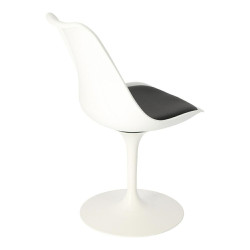 Krzesło Tulip Basic, Białe, Czarna Poduszka, Inspirowane Tulip Chair