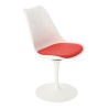 Krzesło Tulip Basic, Białe, Czerwona Poduszka, Inspirowane Tulip Chair