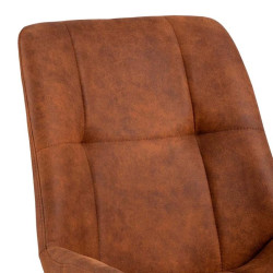 Krzesło Tapicerowane Waylor, Brązowe, Pikowane, Czarne Metalowe Nogi