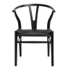 Krzesło Drewniane Wicker Czarne Siedzisko z Plecionki (Inspirowane Wishbone)
