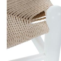 Krzesło Drewniane Wicker Naturalne (Białe, Siedzisko z Plecionki, Inspirowane Wishbone)