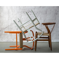 Krzesło Drewniane Wicker Naturalne, Brązowe Ciemne, Siedzisko z Plecionki (Inspirowane Wishbone)