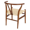 Krzesło Drewniane Wicker Naturalne, Brązowe Ciemne, Siedzisko z Plecionki (Inspirowane Wishbone)