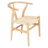 Krzesło Drewniane Wicker Naturalne, Siedzisko z Plecionki (Inspirowane Wishbone)