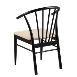 Krzesło Drewniane Cassandra, Czarne, Naturalne, Siedzisko z Plecionki