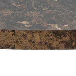 Stolik Kawowy Amble, Okrągły 77 cm, Brązowy Blat Imiracja Marmuru, Czarne Metalowe Nogi
