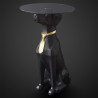 Stolik Pies Cabot, Okrągły 40cm, Dresignerski, Szklany Blat, Czarny Pies