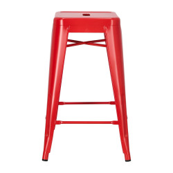 Hoker Metalowy Czerwony, Paris 66cm, Stołek Barowy, Krzesło Inspirowane Tolix