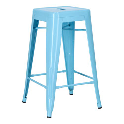 Hoker Metalowy Niebieski, Paris 66cm, Stołek Barowy, Krzesło Inspirowane Tolix