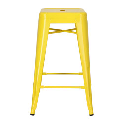 Hoker Metalowy Żółty, Paris 66cm, Stołek Barowy, Krzesło Inspirowane Tolix