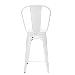 Hoker Metalowy Biały z Oparciem, Paris, Stołek Barowy, Krzesło Inspirowane Tolix