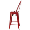 Hoker Metalowy Czerwony z Oparciem, Paris, Stołek Barowy, Krzesło Inspirowane Tolix