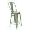 Hoker Metalowy Zielony z Oparciem, Paris, Stołek Barowy, Krzesło Inspirowane Tolix