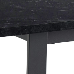 Stół Amble 160x90 cm, Czarny Marmurowy Blat, Czarna Metalowa Podstawa