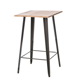 Stół Barowy Paris, 60x60 cm, Metalowy, Industrialny, Jesionowy Blat