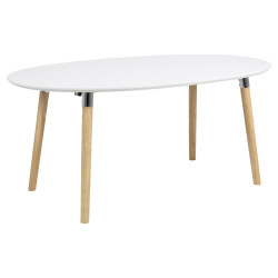 Stół Rozkładany Belina 170-270x100 cm, Biały, Drewniane Nogi