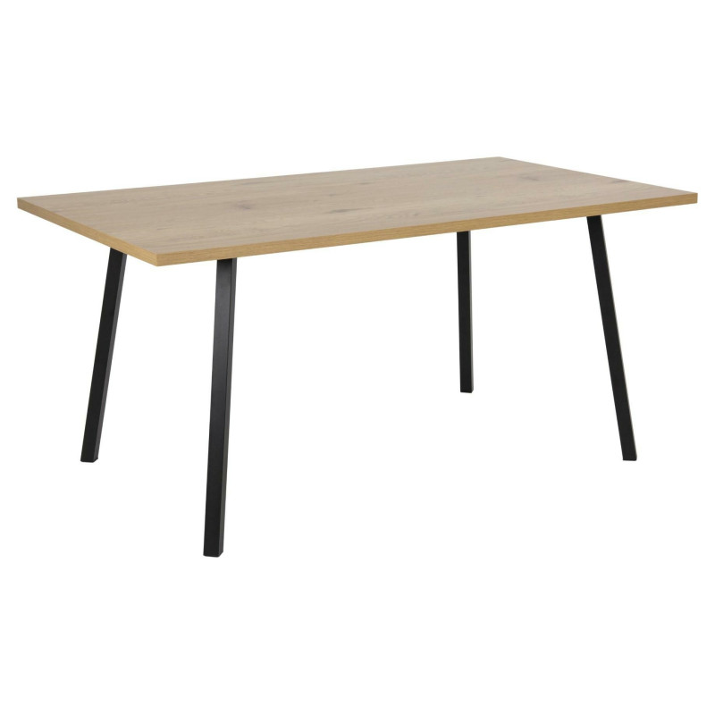 Stół Cenny 160x90 cm, Dębowy Blat (Imitacja), Czarna Metalowa Podstawa
