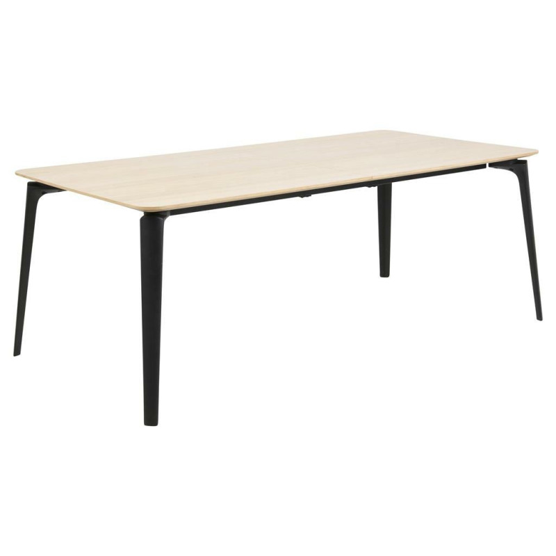 Stół Connect, 200x100 cm, Blat Dąb Bielony, Czarna Metalowa Podstawa