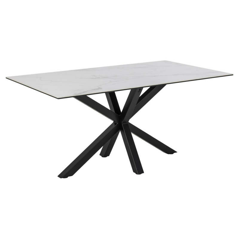 Stół Heaven, 160x90 cm, Biały Ceramiczny Blat, Metalowa Podstawa