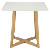 Stół Kellys, Kwadratowy 80x80 cm, Biały Blat, Drewniane Nogi, Skandynawski