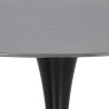 Stół Skinny Premium, Okrągły 90cm, Czarny Blat ze Spieku, Czarna Metalowa Noga