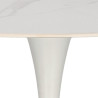 Stół Skinny Premium, Okrągły 90cm, Biały Blat ze Spieku, Biała Metalowa Noga