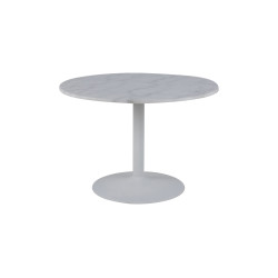 Stół Tarifa, Okrągły 110 cm, Biały Marmurowy Blat, Glamour