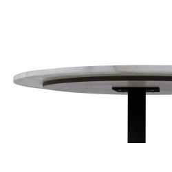 Stół Tarifa, Okrągły 110 cm, Biały Marmurowy Blat, Czarna Noga, Glamour