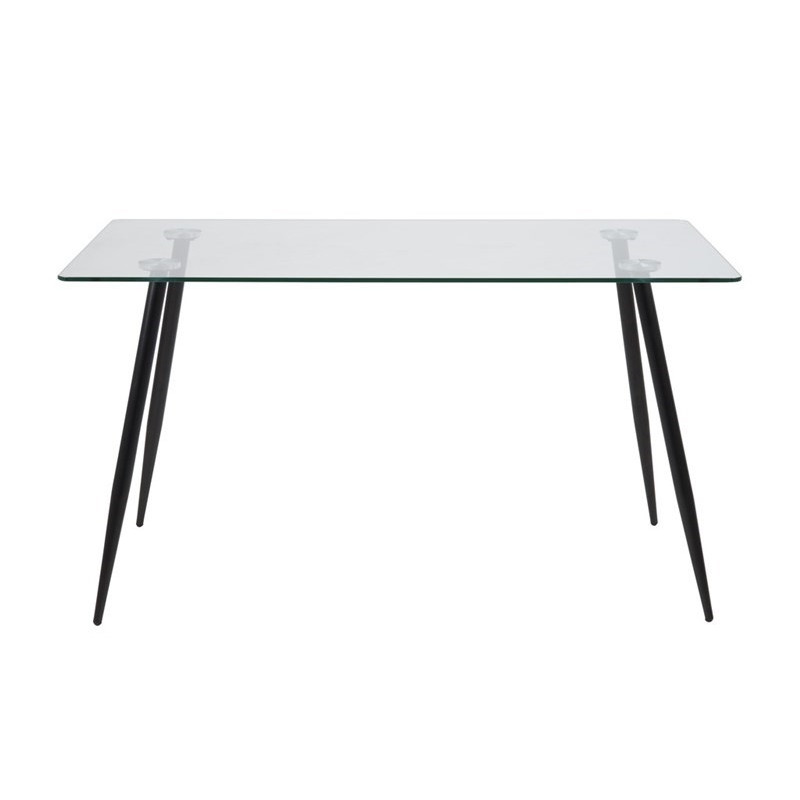 Stół Wilma 140x80 cm, Szklany Blat, Czarna Metalowa Podstawa