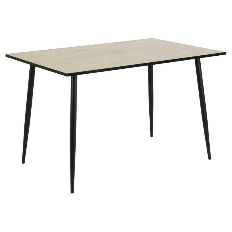 Stół Wilma120x80 cm, Dębowy Blat, Czarna Metalowa Podstawa