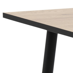 Stół Wilma, Kwadratowy 80x80 cm, Dębowy Blat, Czarna Metalowa Podstawa