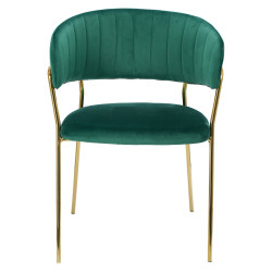 Krzesło Tapicerowane Opera, Zielone, Złote Nogi, Glamour